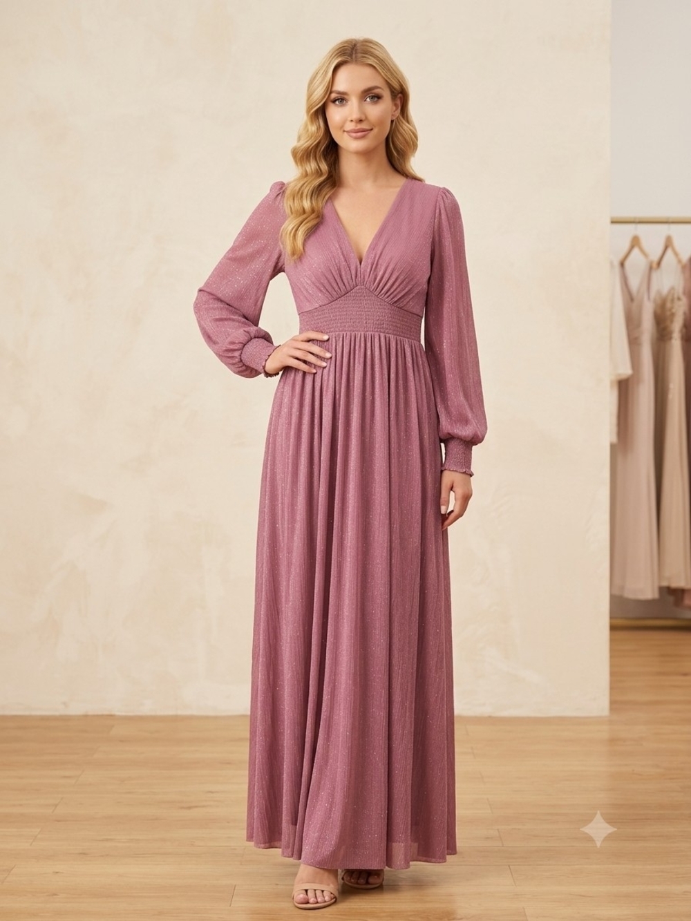 Baltic Born Juliette Dusty Rose V-Neck Maxi Dress
